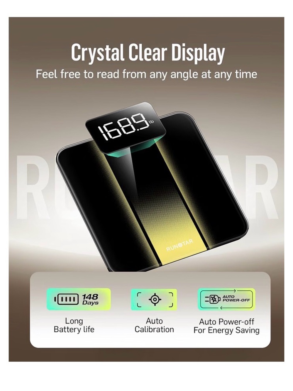 RUNGTAR Digital Bathroom Scale in Black and Gold